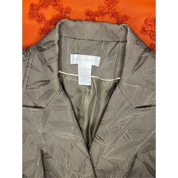 Worthington jacket.pockets.cuffs.green.lined .buttons .shoulder pads.sz 12. See. - Picture 2 of 16